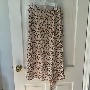 Leopard print midi wrap skirt